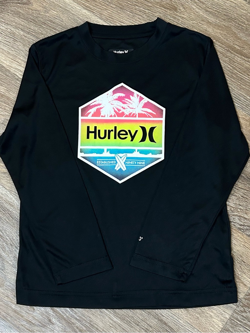 Hurley Black Long Sleeve Shirt with Rainbow Hex Logo